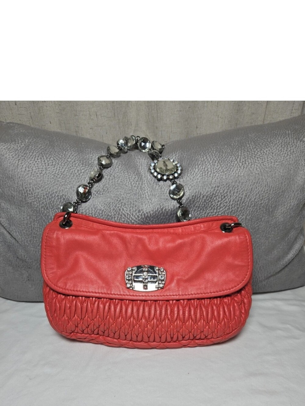 Miu Miu Matelasse Crystal Chain Nappa Leather Shoulder Bag Amazing Condition